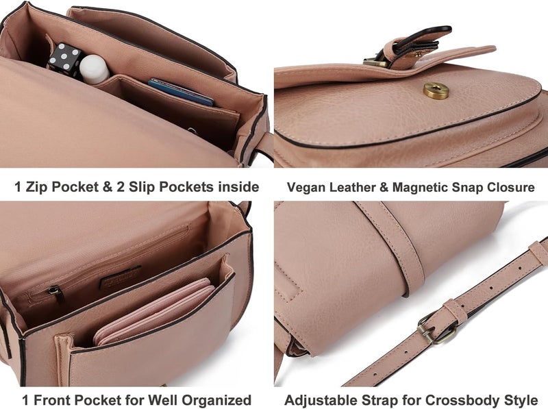 AFKOMST Crossbody Bags for Women,Small Saddle Purse and Boho Cross Body Handbags,Vegan Leather - Image 5